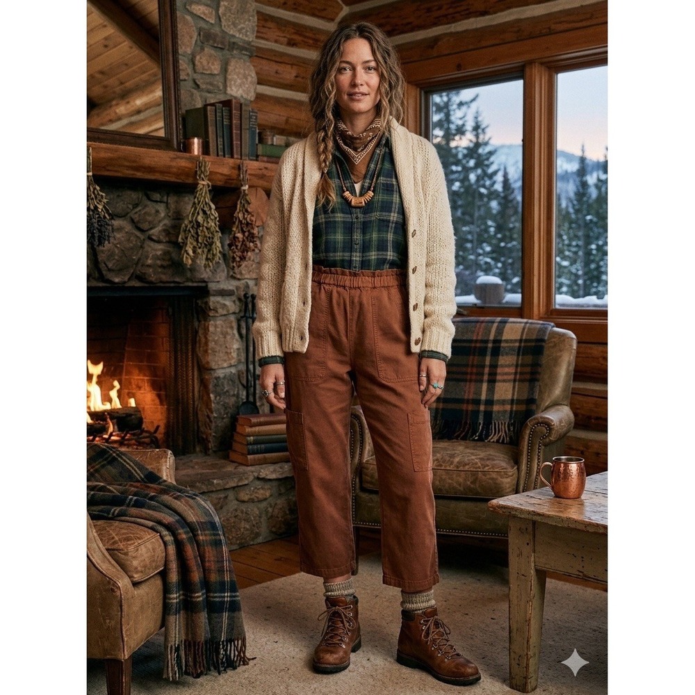 NSF Clothing Shailey Paperbag Cargo Pants Safari Brown Drop Crotch Linen XS NEW